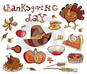 Thanksgiving day icon set