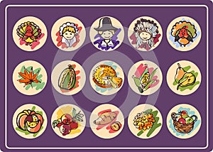 Thanksgiving Day icon set