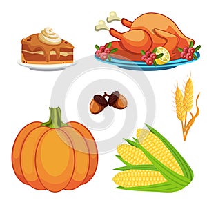 Thanksgiving day icons set