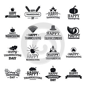 Thanksgiving day logo set, simple style