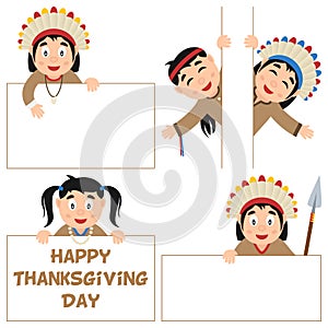 Thanksgiving Day Native and Banners Set