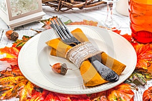 Thanksgiving day table setting