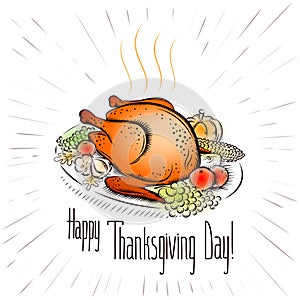 Thanksgiving day turkey vegetable background color