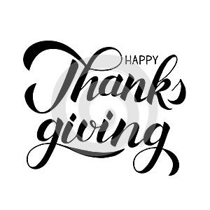 Thanksgiving day vector illustration. Happy Thanks giving hand written with brush. Calligraphy lettering isolated on white