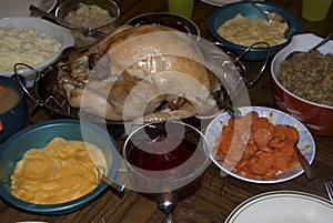 A Thanksgiving dinner complete with a turkey