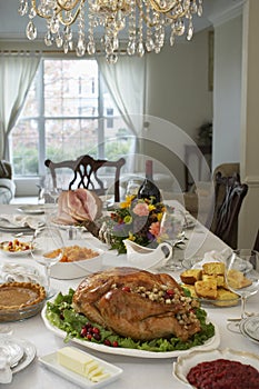 Thanksgiving Dinner On Table