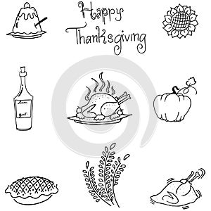 Thanksgiving in doodle food vectoor art