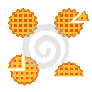 Thanksgiving element. vector illustration of homemade pies with pumpkin filling. great for bakery, pastry, confectionery menu
