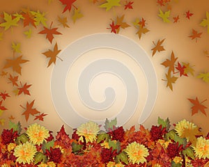 Thanksgiving Fall Leaves and Flowers border design