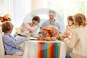 Thanksgiving family dinner. Roasted turkey meal