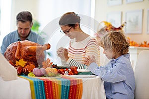 Thanksgiving family dinner. Roasted turkey meal