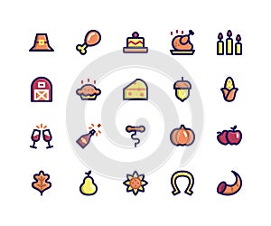Thanksgiving Filled Line Icons