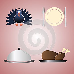 Thanksgiving food vector color symbols