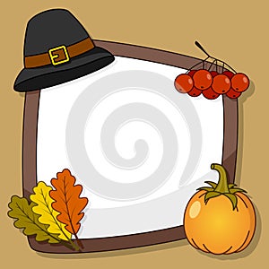 Thanksgiving Frame with Pilgrim Hat photo