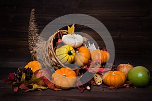 Thanksgiving or fall cornucopia photo