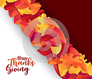 Thanksgiving holiday design concept. Americal traditional fall event. Red and orange leaves photo