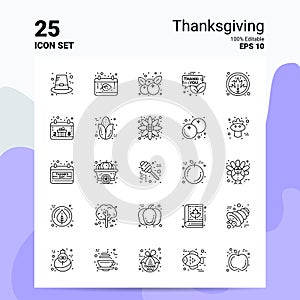 25 Thanksgiving Icon Set. 100% Editable EPS 10 Files. Business Logo Concept Ideas Line icon design photo