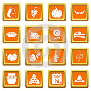 Thanksgiving icons set orange