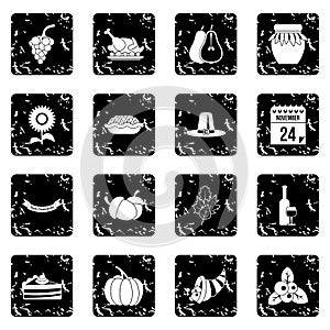 Thanksgiving icons set, simple style