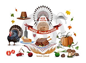 Thanksgiving icons set