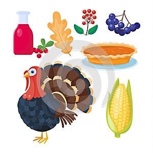 Thanksgiving icons vector set