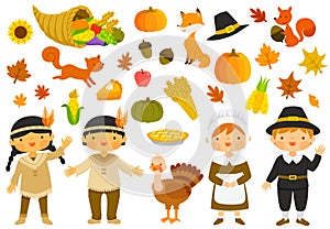 Thanksgiving illustrations set