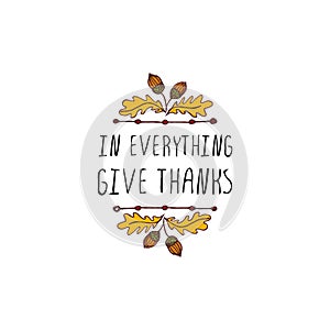 Thanksgiving label with text on white background