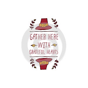 Thanksgiving label with text on white background