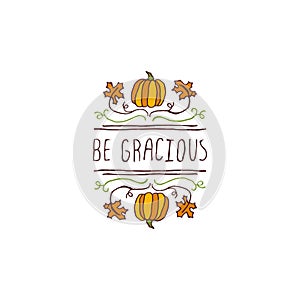 Thanksgiving label with text on white background