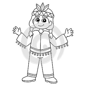 Thanksgiving Native American Boy Isolated Coloring