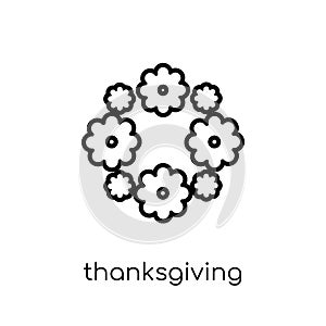 Thanksgiving ornament icon. Trendy modern flat linear vector Tha