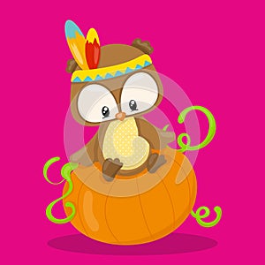 THANKSGIVING OWL On pumpkin 03