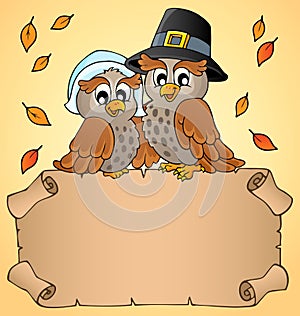 Thanksgiving parchment with happy owls