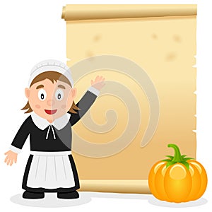 Thanksgiving Parchment with Pilgrim Girl