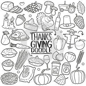 Thanksgiving Party Traditional doodle icon hand draw set
