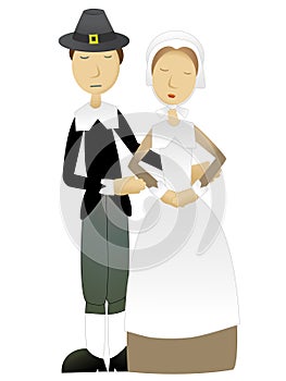 Thanksgiving Pilgrim Couple vector