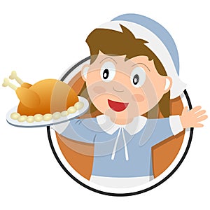 Thanksgiving Pilgrim Girl Logo photo