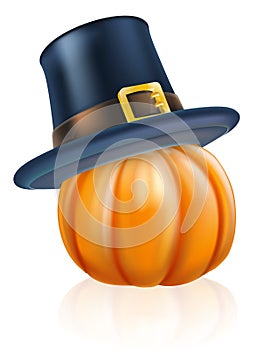 Thanksgiving pilgrim hat pumpkin photo