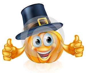 Thanksgiving pilgrim hat pumpkin man photo