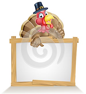 Thanksgiving Pilgrim Hat Turkey Sign