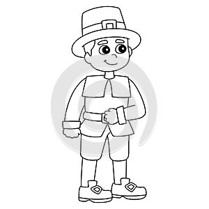 Thanksgiving Pilgrim Native American Boy Isolated