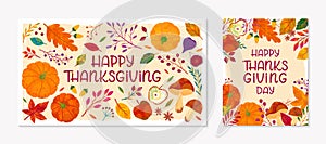 Thanksgiving postes with leaves and floral elements photo