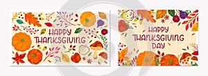 Thanksgiving postes with leaves and floral elements photo