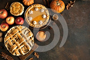 Thanksgiving pumpkin and apple pies