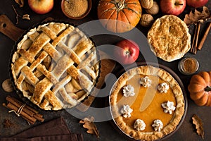 Thanksgiving pumpkin and apple pies