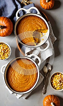 Thanksgiving Pumpkin And Corn Kernel Puddin. Generative AI