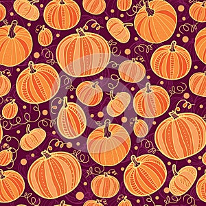 Thanksgiving pumpkins seamless pattern background