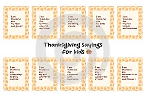 Thanksgiving sayings for kids. Positive quotes for children on Thanksgiving.