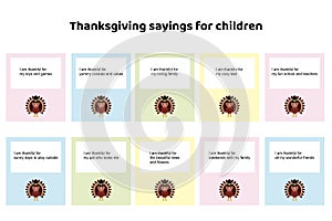 Thanksgiving sayings for kids. Positive quotes for children on Thanksgiving.