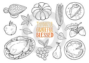 Thanksgiving sketches vector